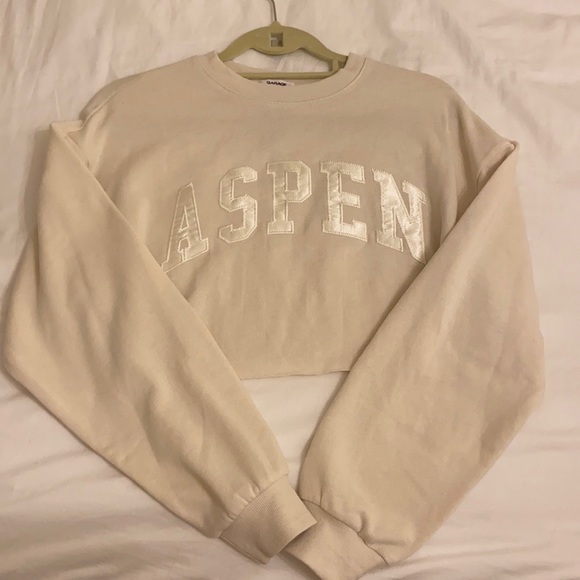 XS tinted ivory cropped crewneck from Garage. - Picture 1 of 4
